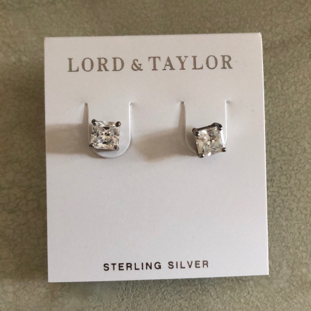 Sterling silver square cubic zirconium earrings